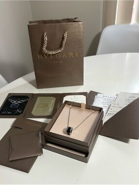 BVLGARI Save the Children Necklace Silver Ceramic Full Set Authentic